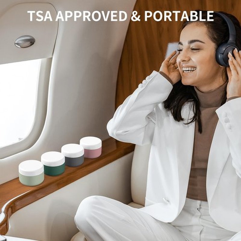 ME.FAN Travel Containers for Toiletries, TSA Approved 1.5 oz Silicone Cream Jars, Leak-proof Travel Size Containers, Travel Accessories with Lid for Cosmetic Face Hand 4 Pack White Lid - Morandi
