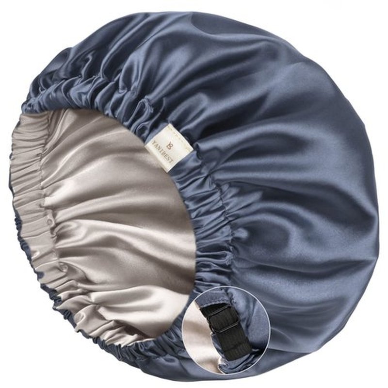 YANIBEST Silk Bonnet Satin Bonnet for Sleeping Women and Men, Adjustable Double Layer Hair Bonnet for Curly Braids Hair Ash Blue