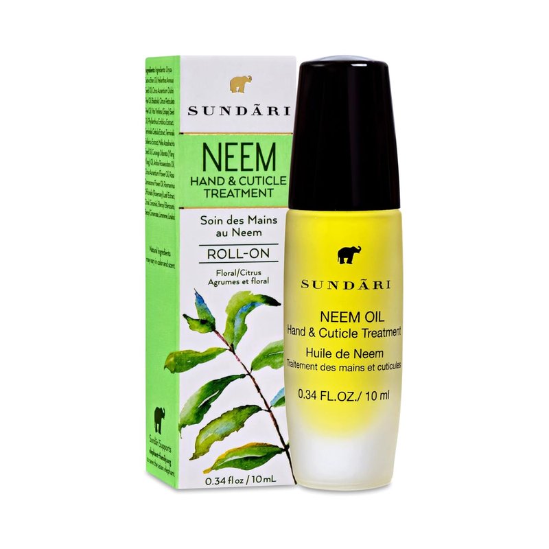 Neem Hand & Cuticle Treatment Oil - Hydrating Roller for Dry Hands & Nails | 0.34 Fl Oz, Non-Greasy, Pure Herbal Extracts