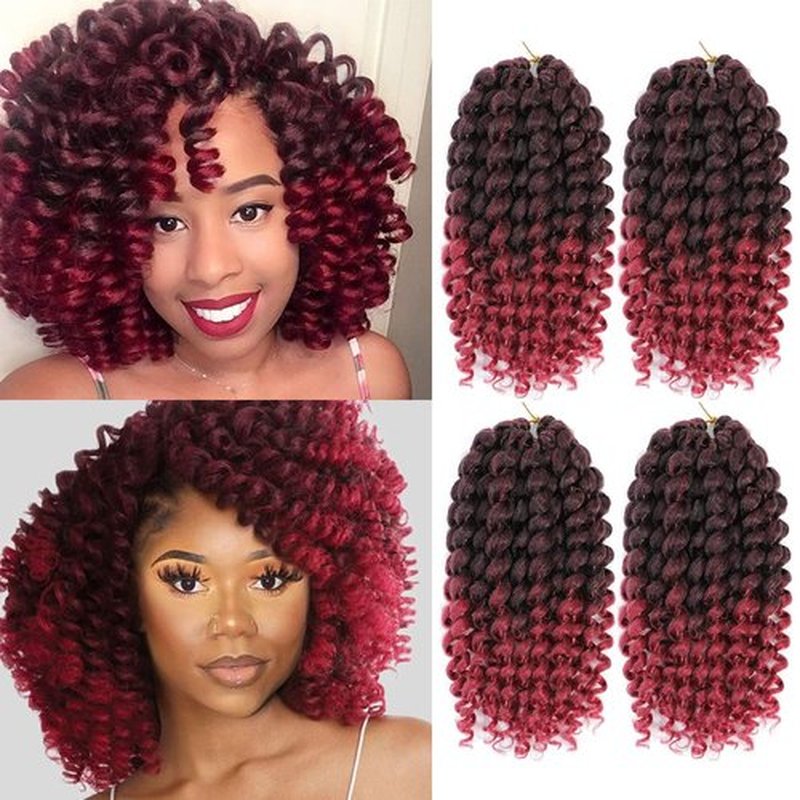 GetMaige Jamaican Bounce Crochet Hair For Black Women 4packs 72 Roots Natural Black Jumpy Wand Curls Crochet Hair Short Pre Looped Curly Crochet Hair(12inch (pack of 4), T/bug)