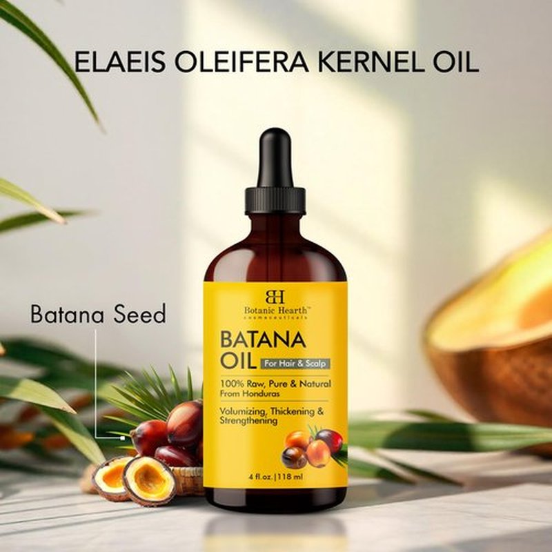 Botanic Hearth Raw Batana Oil for Hair Growth| 100% Pure & Unrefined Oil from Honduras | For Thicker, Stronger Hair - 4 FL OZ