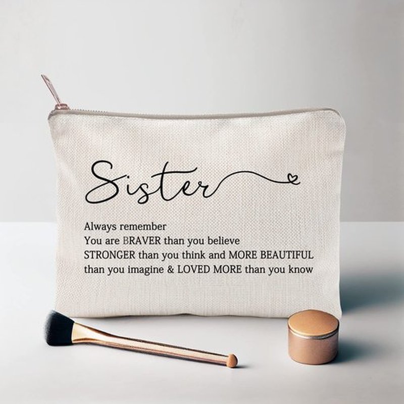 You Are Loved You Are Enough Makeup Case Self-Worth Cosmetic Bag Positive Affirmation Toiletry Bag Gift Motivation Quotes Sister Gift (Sister)