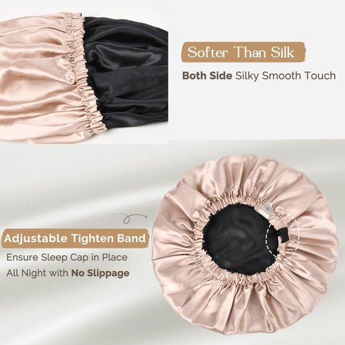YANIBEST Satin Bonnet for Sleeping, Hair Bonnets for Women and Men, Double Layer Ajustable Silky Bonnet for Curly Braids Hair