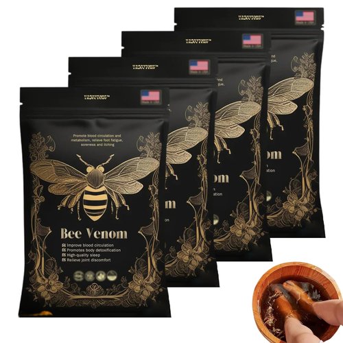 VascuTone Bee venom detoxification foot bath beads, Herbal Foot Bath Beads，Effectively relieve fatigue and improve sleep quality (One Size, 4PCS)