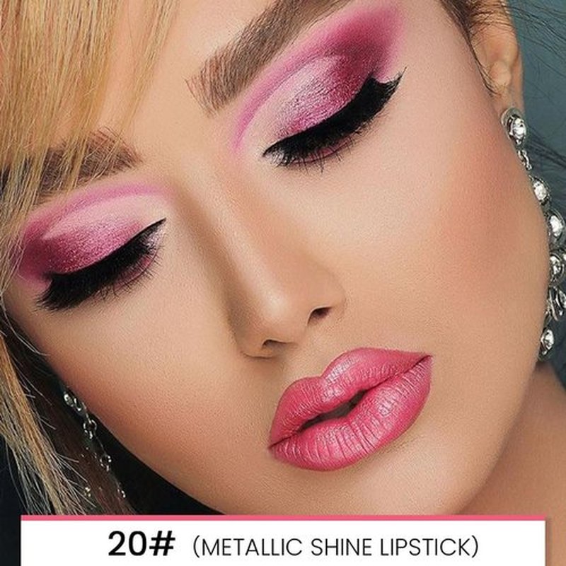 2 in 1 Natural Pink Matte Lip Liner & Lipstick Combination, DNM Metallic Dual Ended Lipstick, Lip Liner, Lip Gloss, 24 Hour all Day Long-Lasting Waterproof Lipliners Pen for Women Lip Makeup Gift 20#