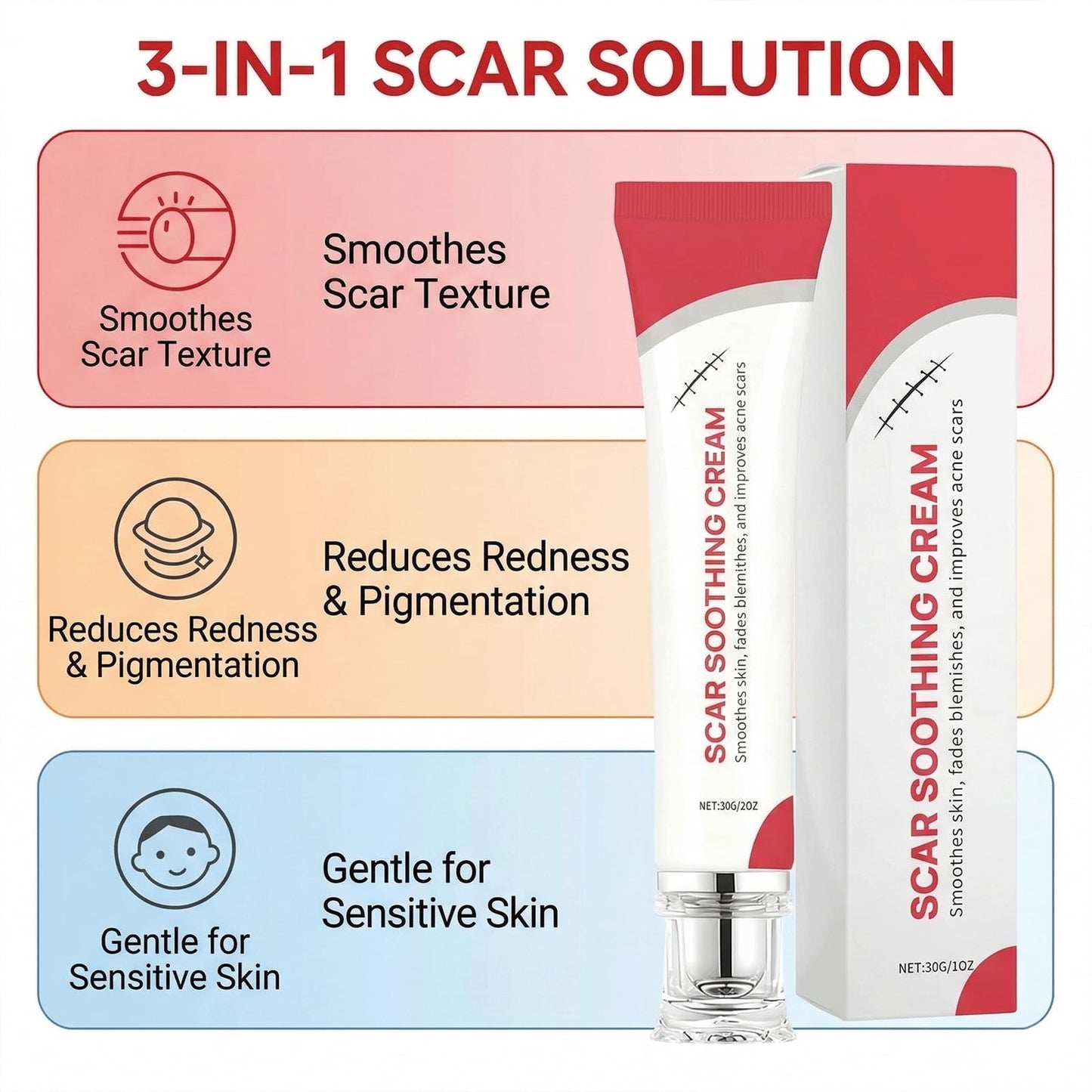 Novacarax Scar Soothing Cream & Smoothing Cream for Scars,Helps Improve Appearance for Surgical Scars and Keloid Bump, Reduces Redness,For Skin Recover Smooth (2pcs)