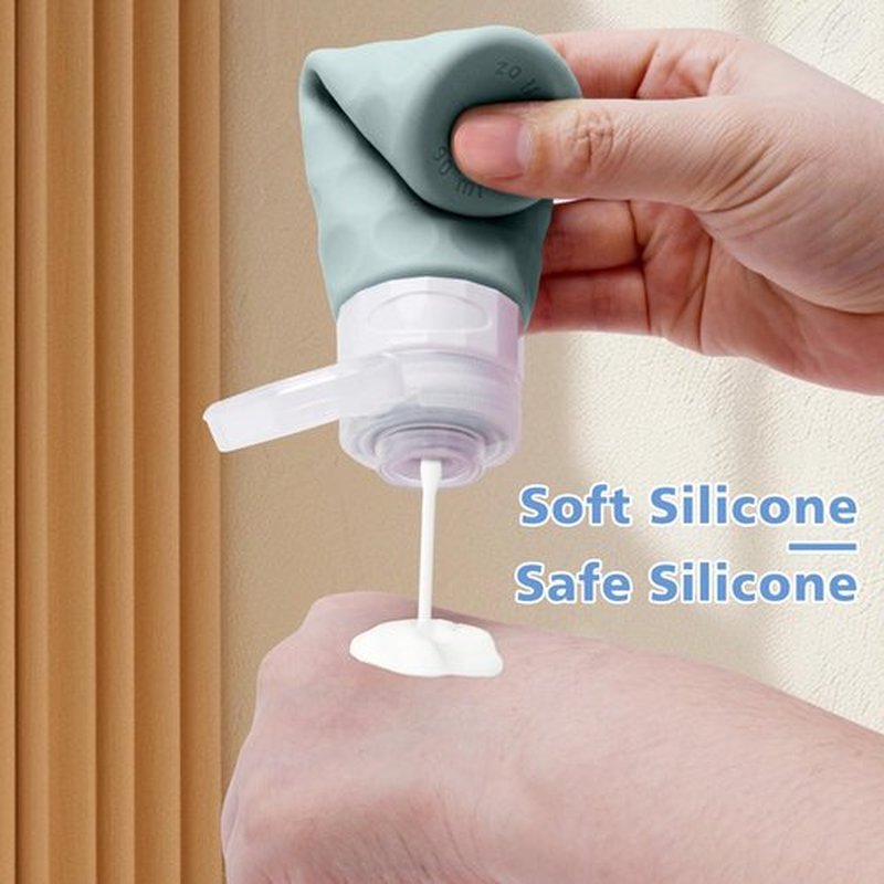 Silevoler Travel Bottles for Toiletries, 4pcs Tsa Approved 3oz Travel Size Containers, BPA Free Leak Proof Premium Silicone Travel Bottles, Refillable Liquid Travel Accessories W/Toiletry Bag
