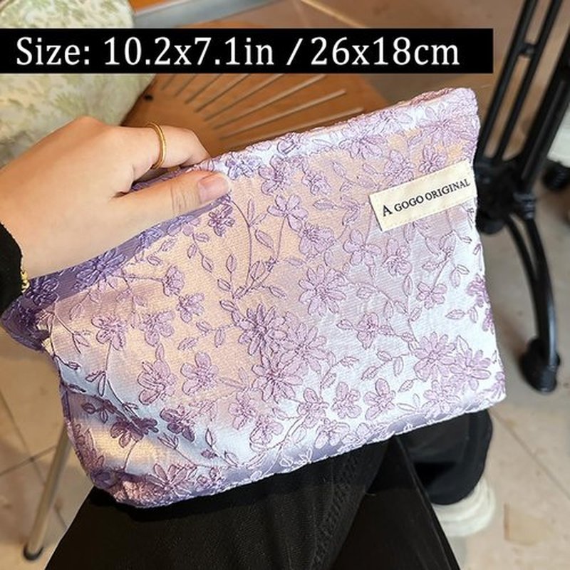 STARDW Makeup Bag for Women Travel Toiletry Bag Large Capacity Makeup Organizer Bag Flower Cosmetic Bags Zipper Pouch