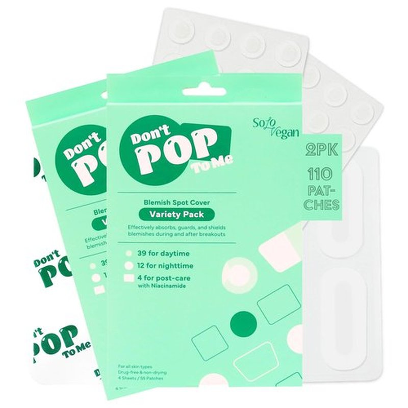 SoloVegan Mild Exfoliating Toner Pads, Serum, Blemish Patch, Cleansing Gel - Korean Skincare (1, 2PK Blemish Patch)