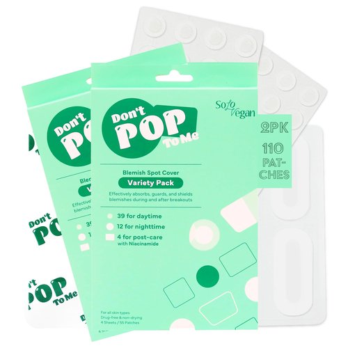 SoloVegan Mild Exfoliating Toner Pads, Serum, Blemish Patch, Cleansing Gel - Korean Skincare (1, 2PK Blemish Patch)