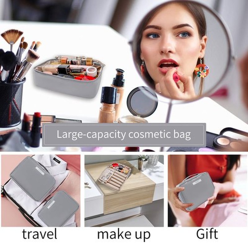 Travel Makeup Bag Cosmetic Bag Makeup Bag Toiletry bag for women and men (Grey)