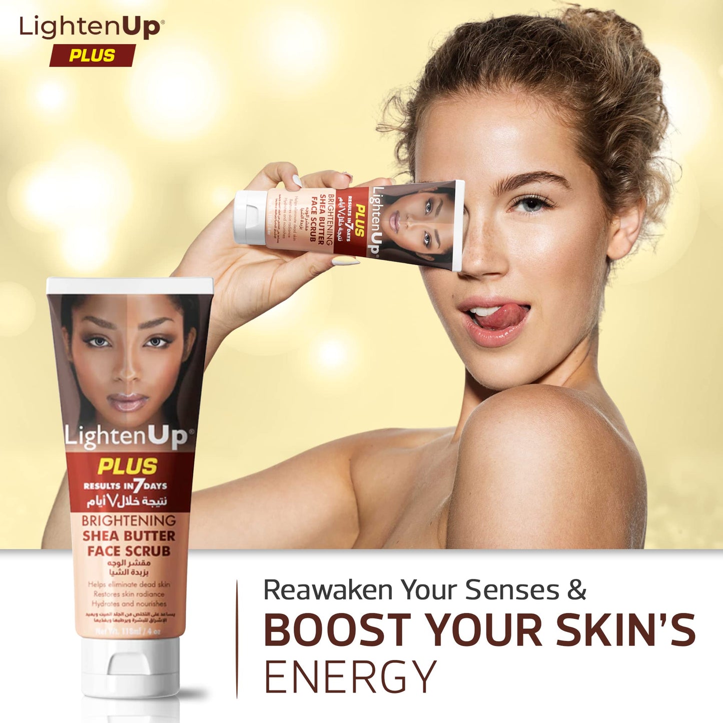 OMIC Lighten-Up LightenUp Brightening Face Wash - 4 fl oz / 118 ml - Face Scrub Exfoliator, Natural Shower Gel, with Coconut Oil, Papaya, Shea Butter for All Skin Types