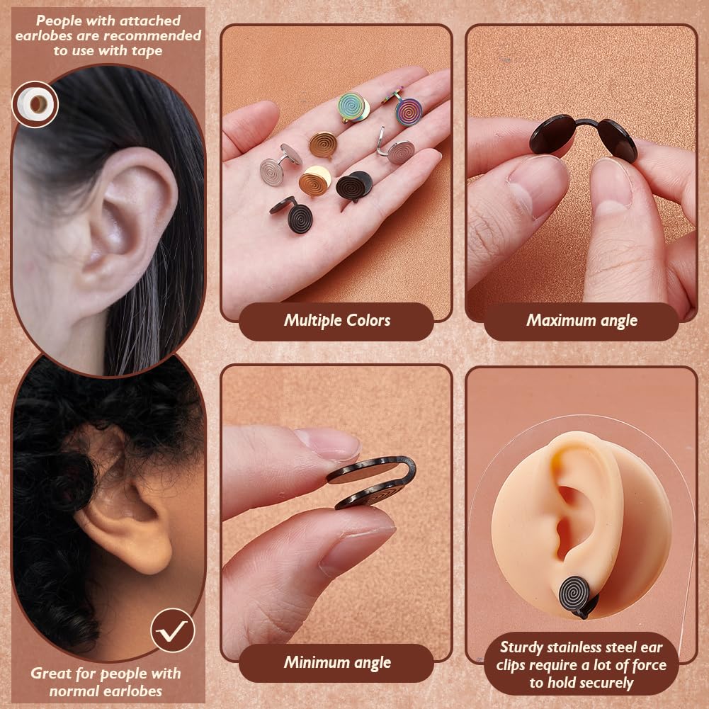 UNICRAFTALE 4 Pairs 11mm Pressure Earrings for Keloids 4 Colors Stainless Steel Punk Clip On Earrings Spiral Compression Earring Lightweight No Piercing Earring Birthday Gift for Woman