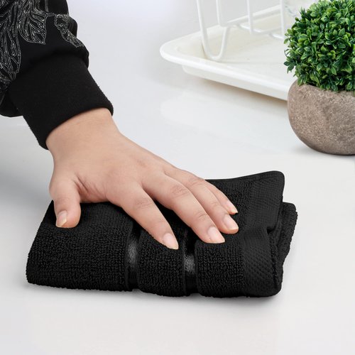 Utopia Towels - 12 Pack Viscose Luxury Wash Cloths Set (12 x 12 Inches) Cotton Ring Spun, Highly Absorbent and Soft Feel Essential Washcloths for Bathroom, Face Towel, Gym and Spa (Black)