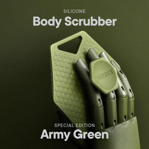 Tooletries - Body Scrubber - Silicone Exfoliating Scrubber - Bathroom & Shower Accessories for Men, Travel Essentials for Men - Durable & Long Lasting Body Wash Scrubber for Men - Army Green