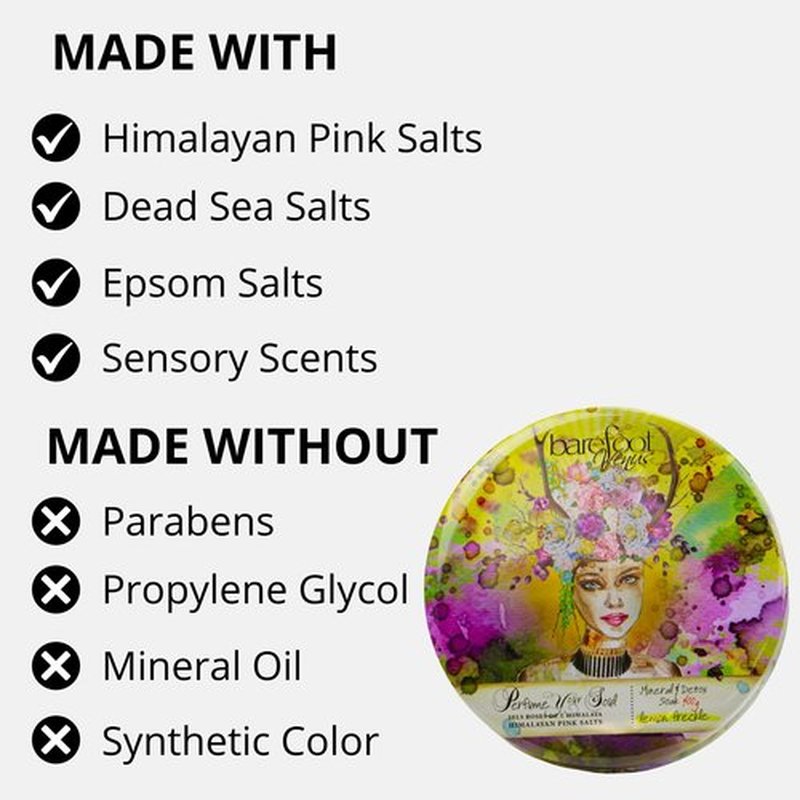 Barefoot Venus Himalayan Pink Salts Mineral & Detox Bath Soak (Lemon Freckle, 400 Grams)