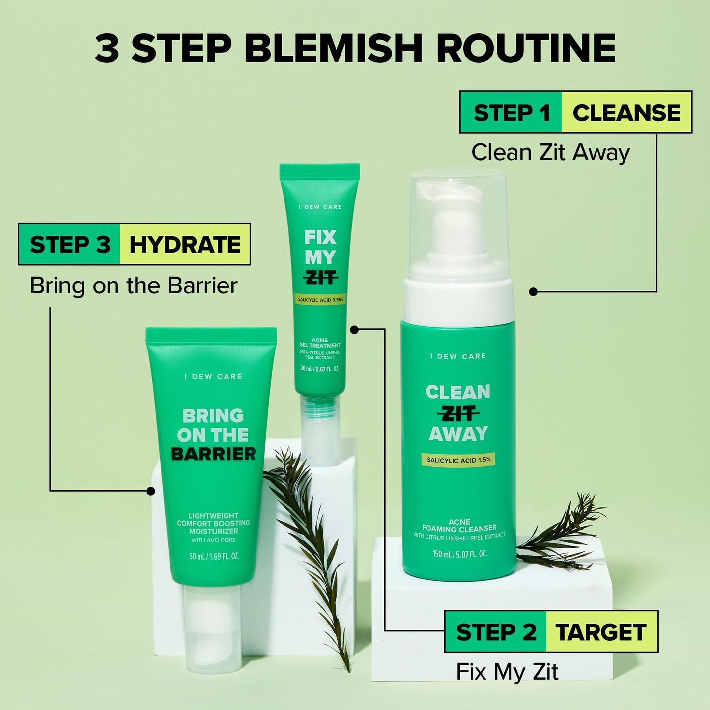 I DEW CARE Acne Gel Treatment - Fix My Zit | with 0.55% Salicylic Acid, Spot Treatment, Blemishes & Zits, Pimple Control, Clears Breakouts, for Sensitive Skin, Soothing, 0.67 FL Oz