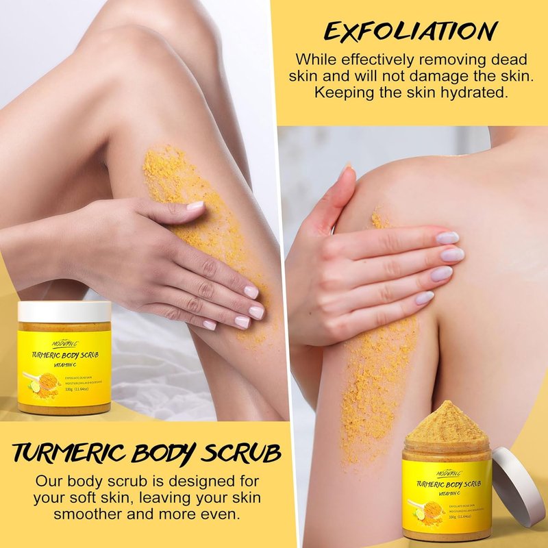 Turmeric & Vitamin C Body Scrub - Natural Exfoliating Deep Cleanser for Skin Brightening | 8 oz