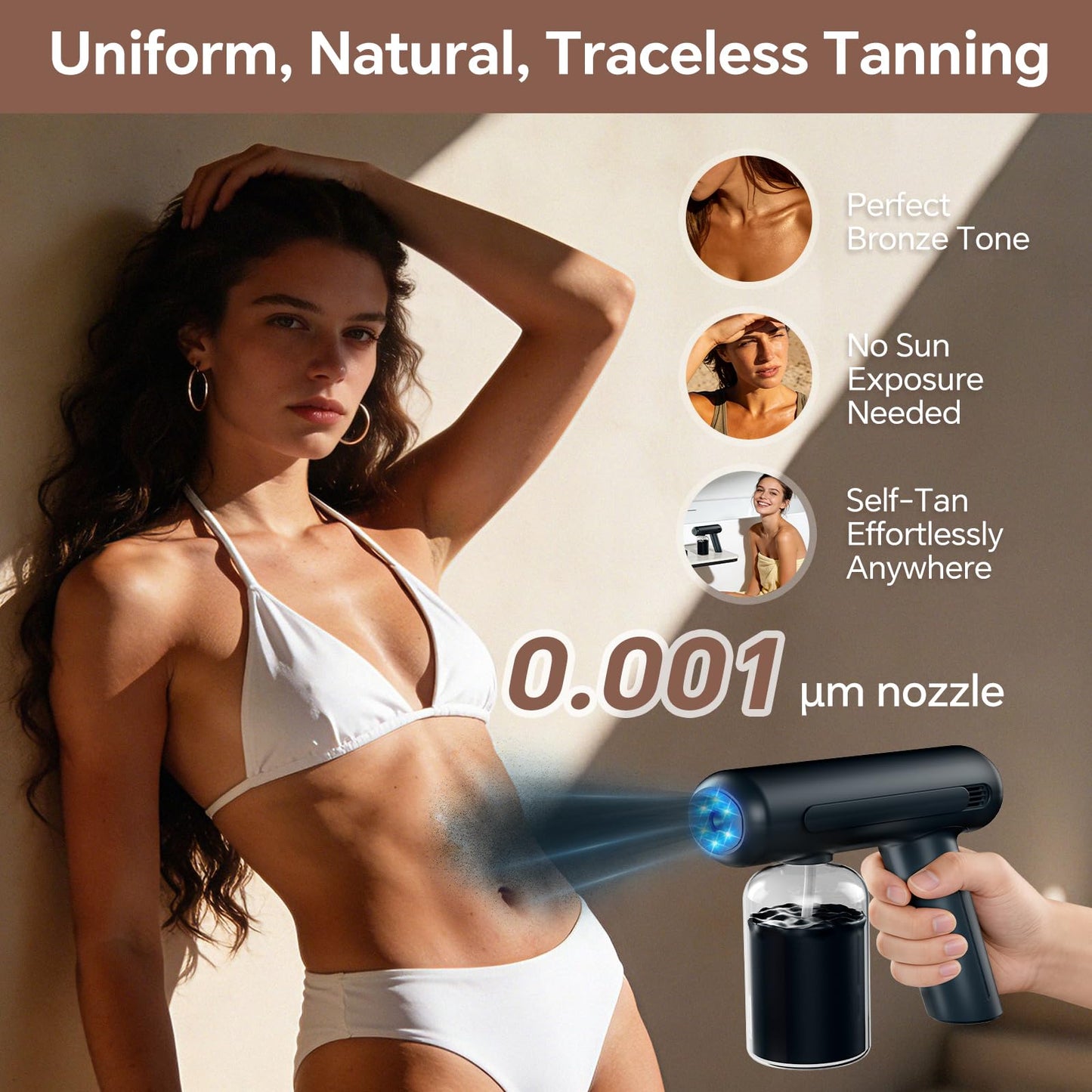 Professional Spray Tan Machine 2-Speed Adjustable for Face & Body Spray Tan Gun for DIY, Travel, Mobile Tanning | USB-C Rechargeable, Pro-Grade Glow Deep Black