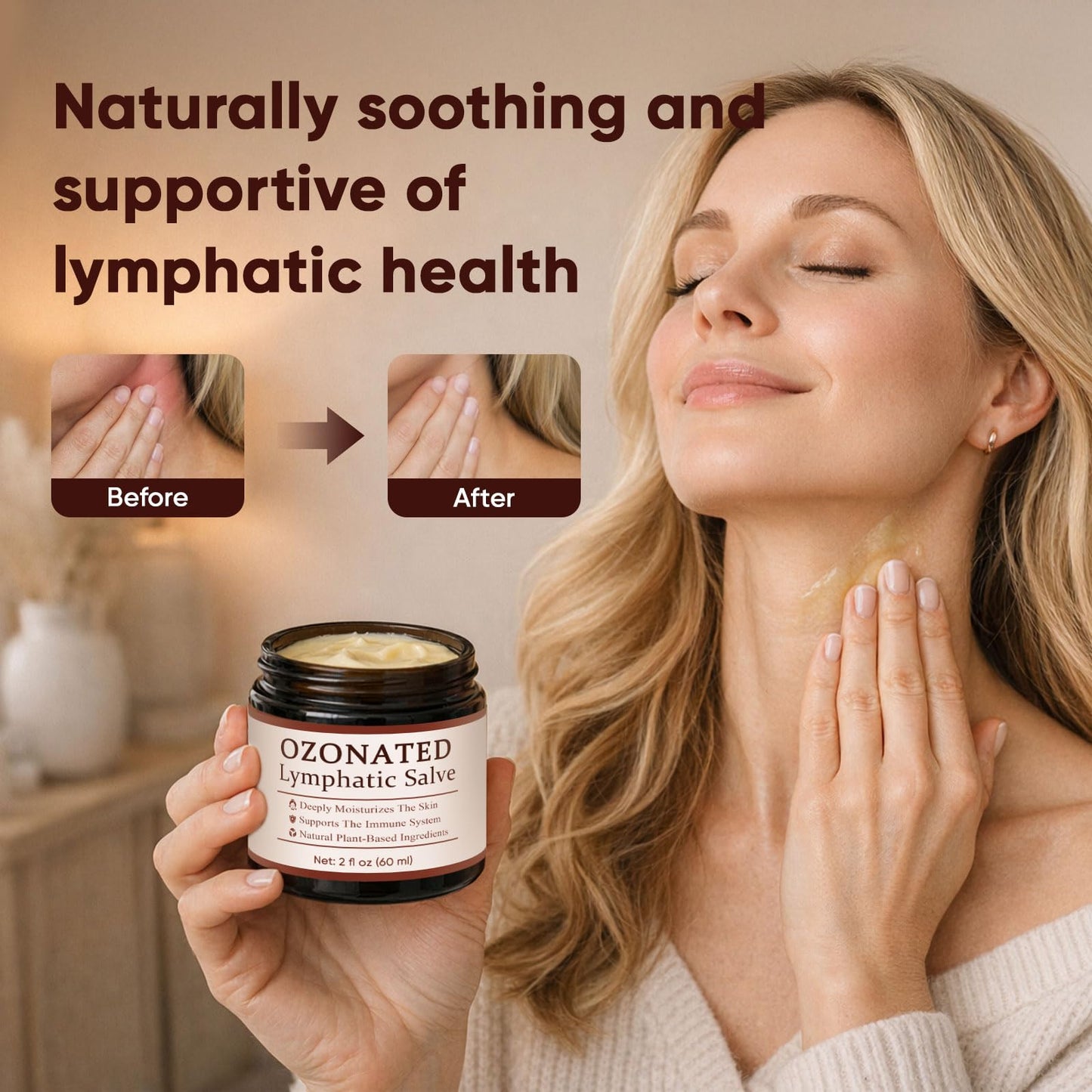 TAWODIUM Ozonated Lymphatic Salve, Ozonated Oil Face & Body Cream, Lymphatic Drainage Cream with Essential Oils, Reduces Redness, Smoothes Skin, Deeply Moisturizes, Fade Fine Lines