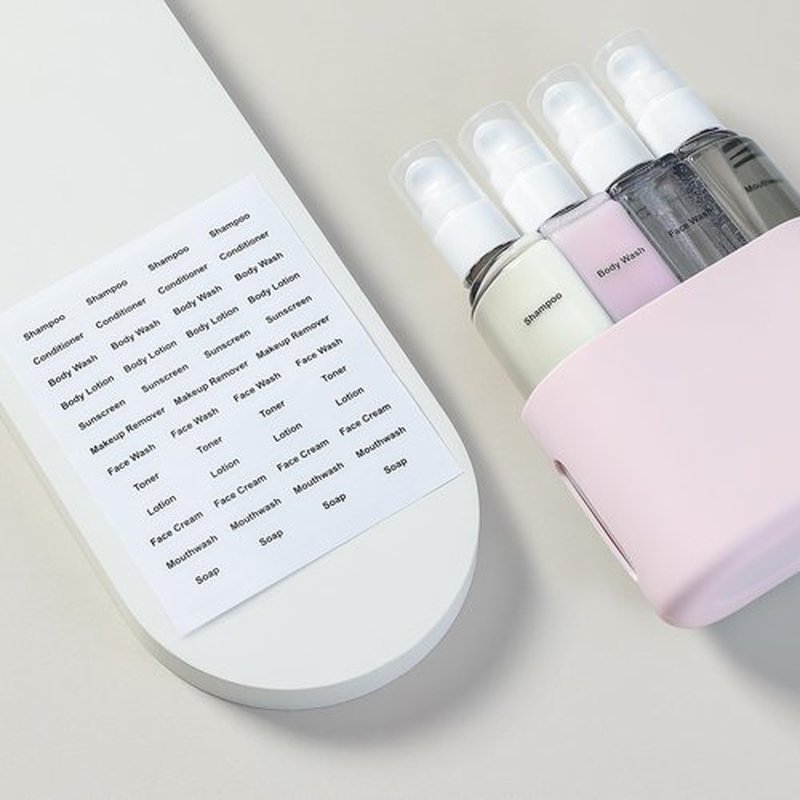 3oz Travel Bottles for Toiletries, 4 Pack Tsa Approved Portable Travel Size Containers for Shampoo Liquid With Labels, Leak Proof Refillable Travel Containers Dispenser Set - Pink