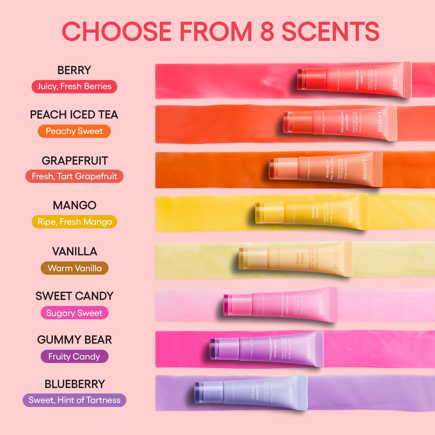 LANEIGE Lip Glowy Balm: Sheer Tinted Lip Treatment Balm Tube with Shea & Murumuru Butters for Hydrating, Moisturizing, Glossy, Non-Sticky Shine, Berry | Korean Skin Care, Mango