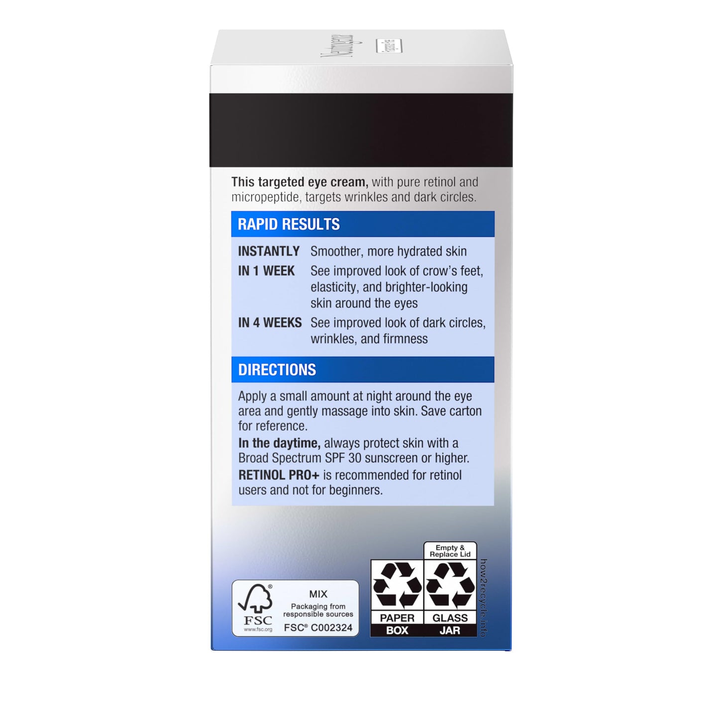 Neutrogena Rapid Wrinkle Repair Retinol Pro+ Anti-Wrinkle Eye Cream,Targeted Eye Cream for Wrinkles & Dark Circles,Formulated without Fragrance,Dyes,Phthalates,and Parabens,0.5 oz,(Pack of 2)