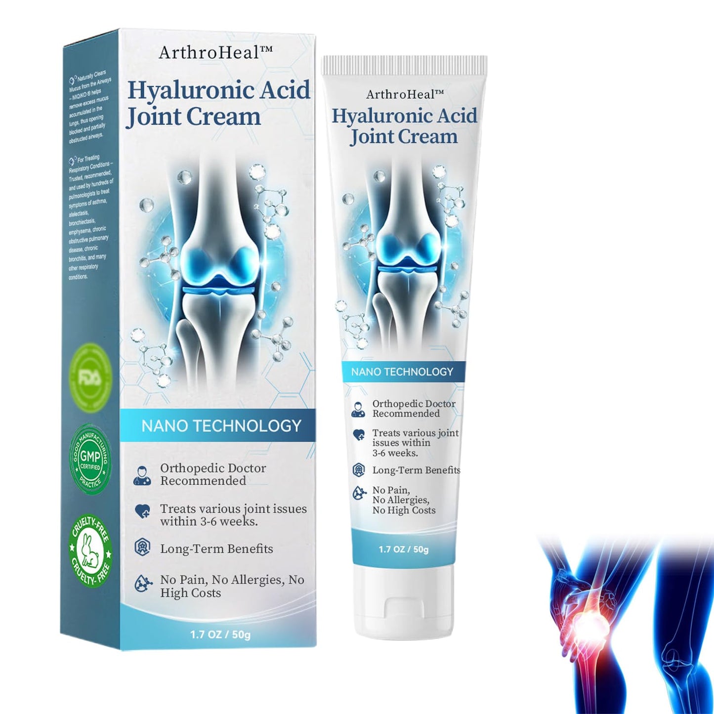 ArthroHeal Hyaluronic Acid Joint Repair Cream,Hyaluronic Acid Joint and Bone Cream for Arthritis, ArthroHeal Arthritis Cream, Effective Relief for Back, Neck, Hands, Kneel (1 Pack)