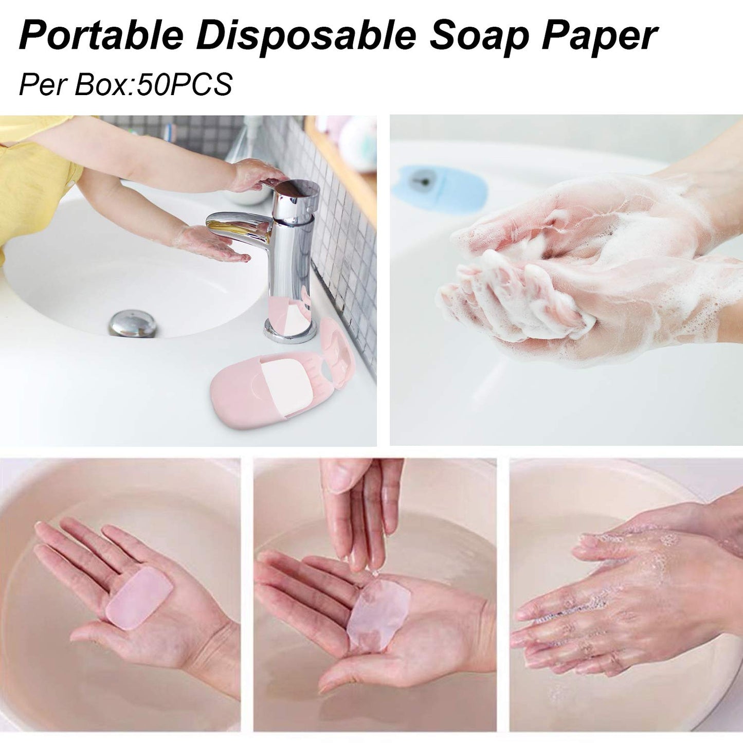 NANASO 4 Boxs(200 Sheets) Paper Soap,Mini Portable Travel Soap Paper Sheets,Disposable Soap Paper for Outdoor,Camping, Hiking,Hand Washing Bath Scented Paper Soap