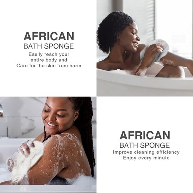 3 Pieces African exfoliating net African Net Long Net Bath Sponge Exfoliating Shower Body Scrubber Back Scrubber Skin Smoother,Great for Daily Use (Purple, Blue, Green)