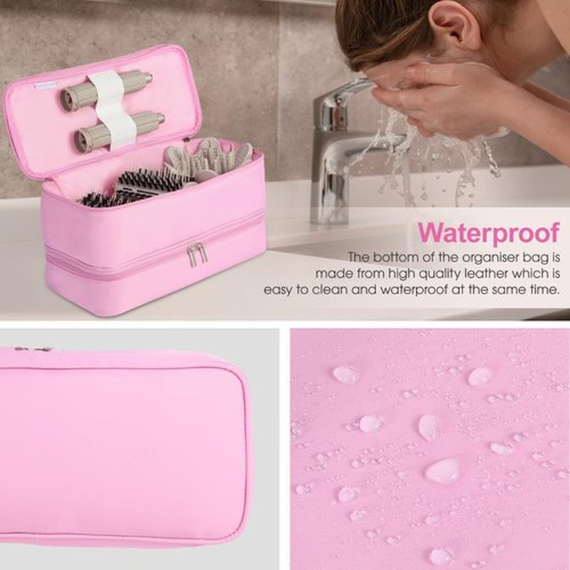 GENCAM Double-Layer Carrying Case for Shark Flexstyle, Travel Case for Shark 430/440 Flexstyle, Portable Storage Case for Shark Flexstyle/Dyson Airwrap Styler and Attachments (pink)