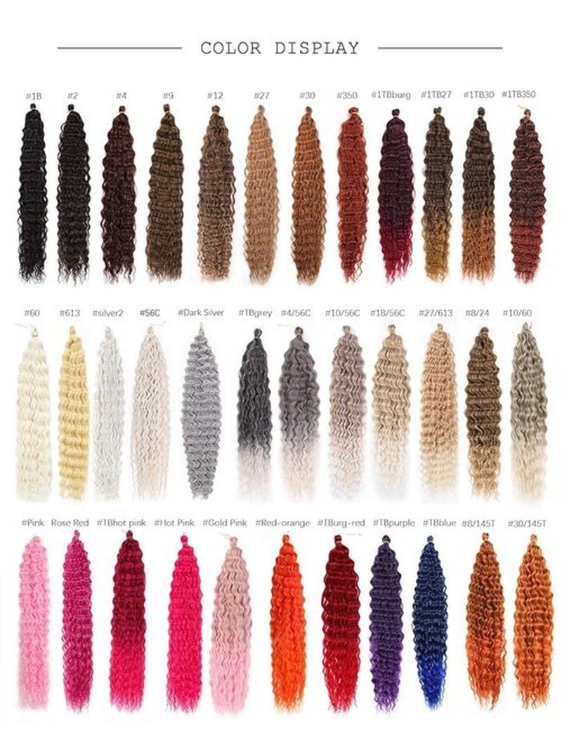 22in Ocean Wave Crochet hair 6Packs Brown Curly Braiding Crochet Hair Soft Synthetic Deep Wave Crochet Hair Extensions for Women #1BT30