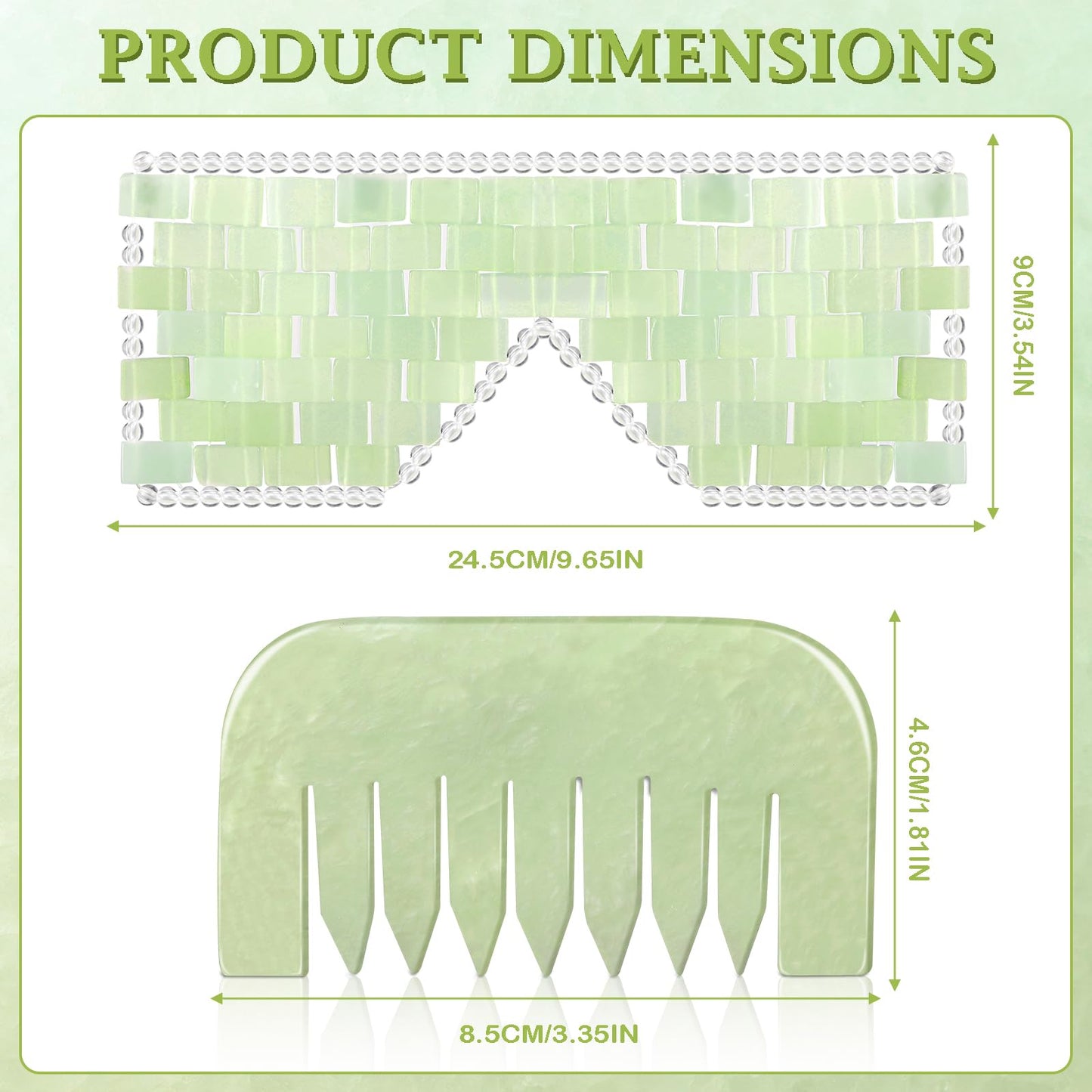 Halfchet Jade Eye Mask and Jade Comb Set Includes Weighted Eye Mask to Eliminate Wrinkles Puffiness Headache and Migraine Relief Handheld Natural Jade Massage Comb for Head Caring Therapy