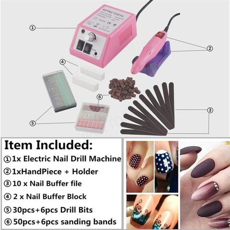 Electric Nail Drill Mpnetdeal Nail Drill Machine Nail File e File Drill Set Kit for Acrylic Nails Gel Nail Glazing Nail Drill Nail Art Polisher Sets Glazing Nail Drill Grinder Manicure Pedicure(Pink)