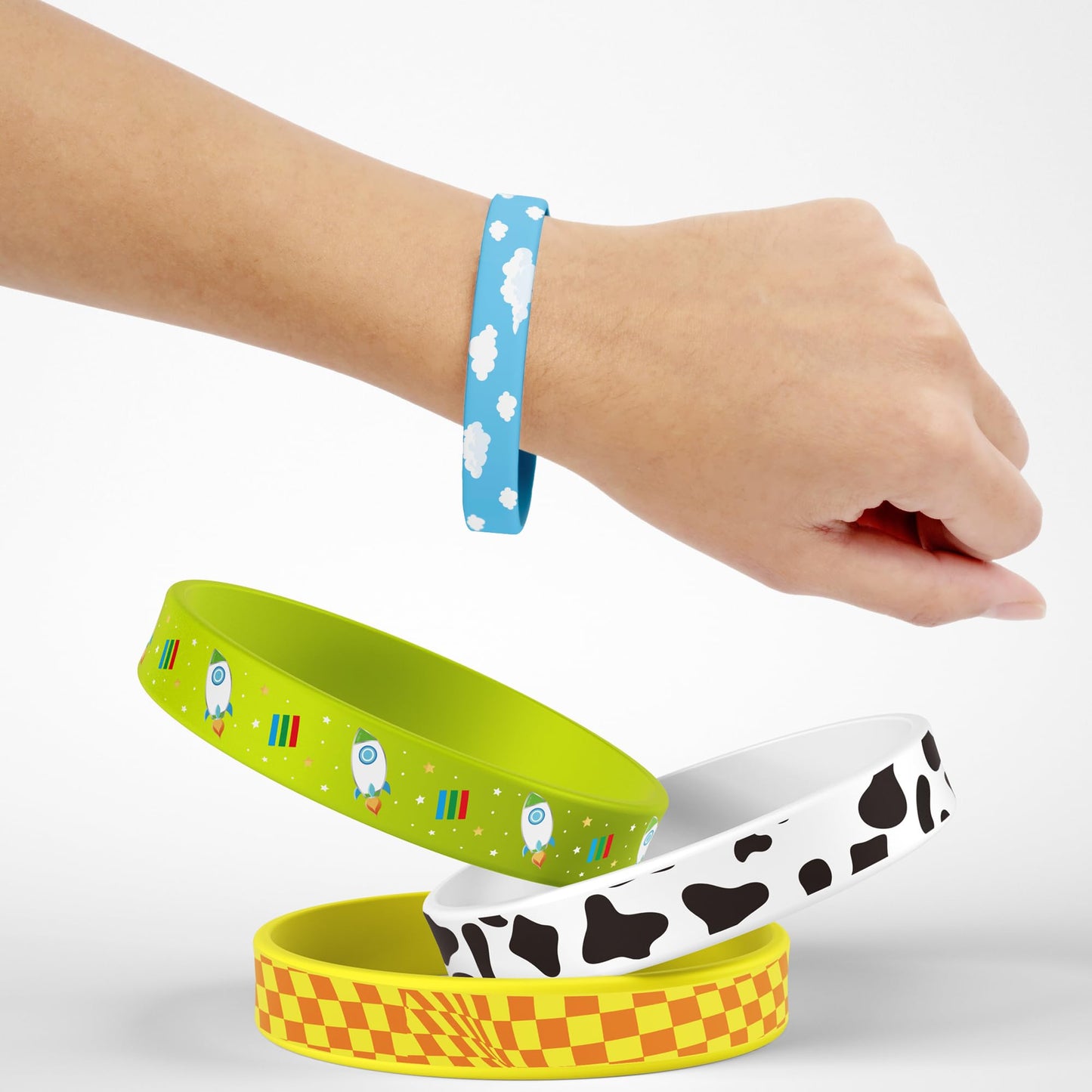 CHENRINDECO Cartoon Story Silicone Bracelets 36Pcs Cow Pattern Birthday Party Bracelets for Cartoon Story Themed Birthday Favors Party Supplies