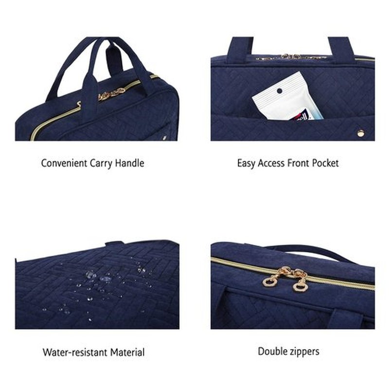 BAGSMART Toiletry Bag Travel Bag with hanging hook, Water-resistant Makeup Cosmetic Bag Travel Organizer for Accessories, Shampoo, Full Sized Container, Toiletries, Smokey Blue
