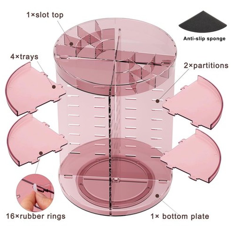 Jiavarry 360 Rotating Makeup Organizer with Slots, 8 Adjustable Layers Spinning Skincare Organizer, Large Capacity Makeup Organizer and Storage, Carousel Cosmetic Shelf for Vanity Bathroom Countertop