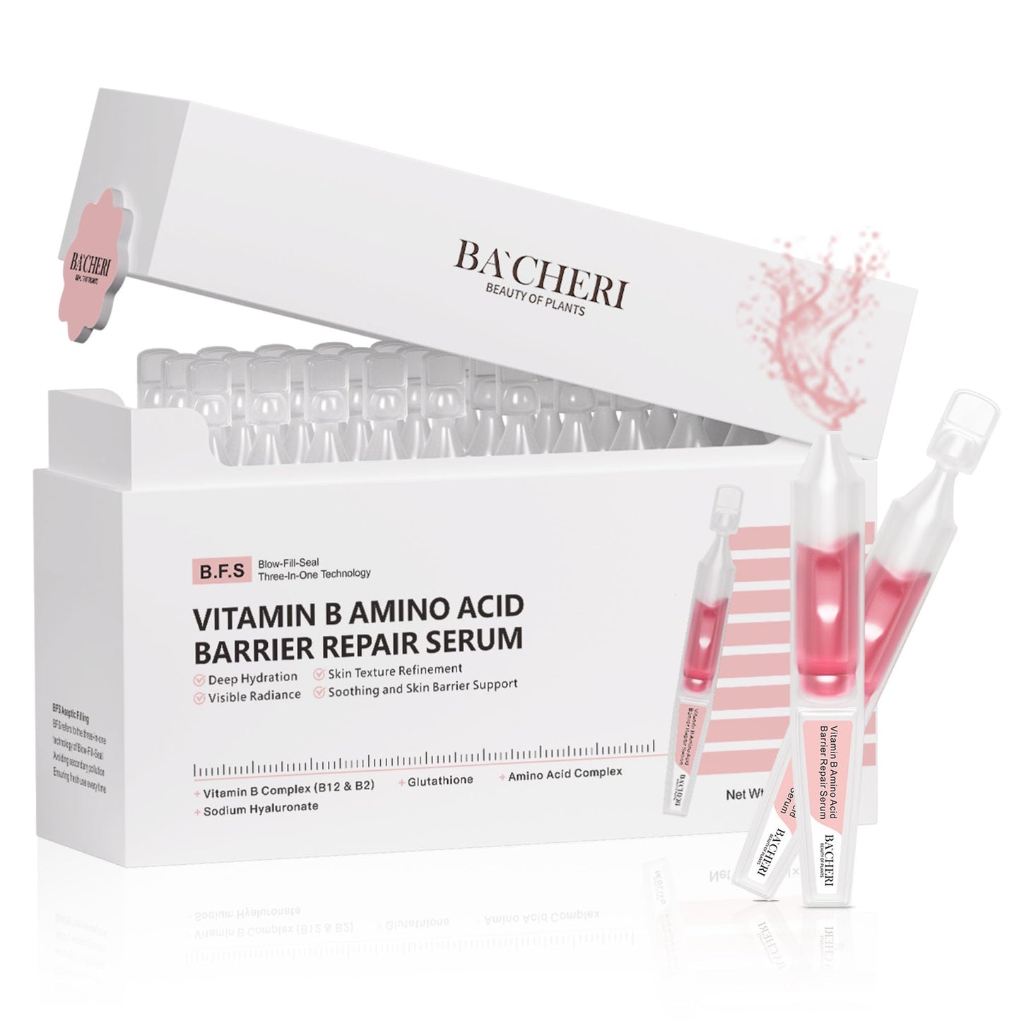 Vitamin B12 Serum for Face - Vitamin B Complex Ampoule with Glutathione, Hyaluronic Acid, Glycine&Arginine, Antioxidant Brightening Hydrating Face Serum for Dry, Sensitive Skin, 1.5ml x 30