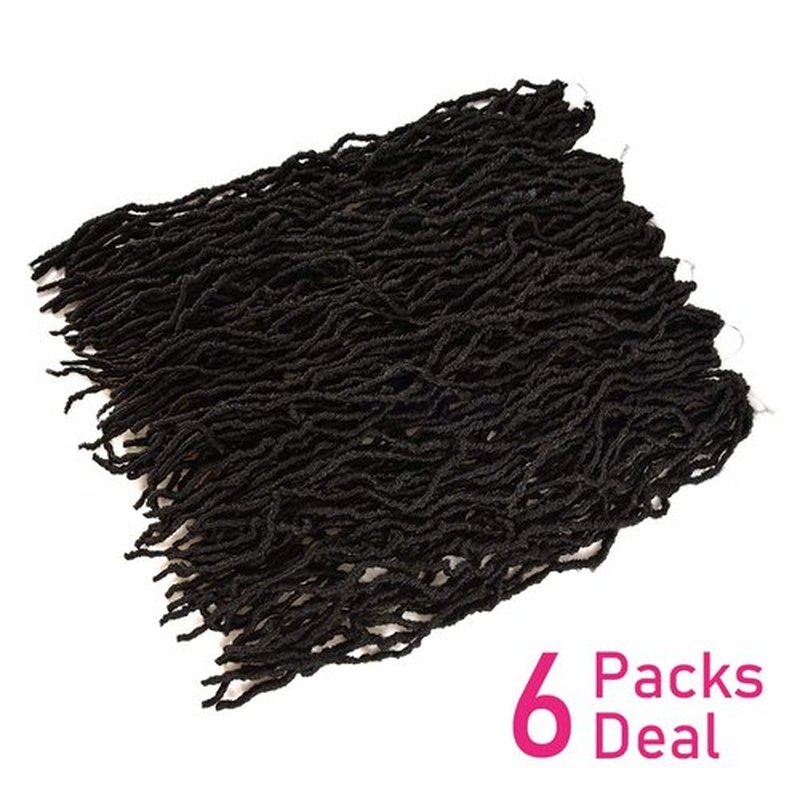 Niseyo Faux Locs Crochet Hair 18 Inch Soft locs, 6 Packs Short Crochet Locs Pre Looped Crotchet Straight Synthetic Hair Extensions (1B, Natural Black)