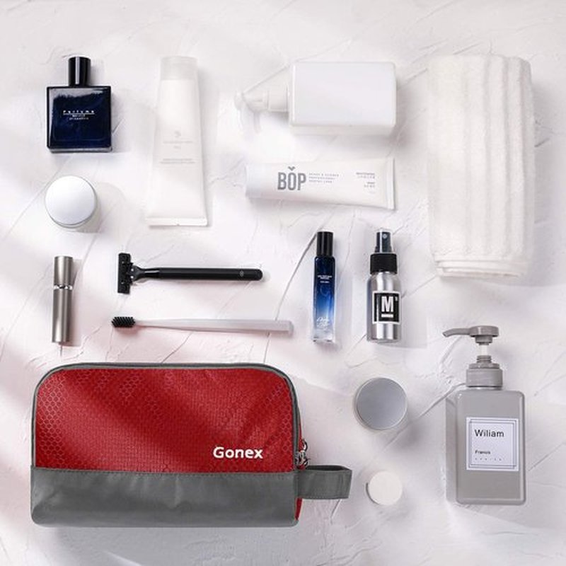 Travel Toiletry Bag Nylon, Gonex Dopp Kit Shaving Bag Toiletry Organizer Red