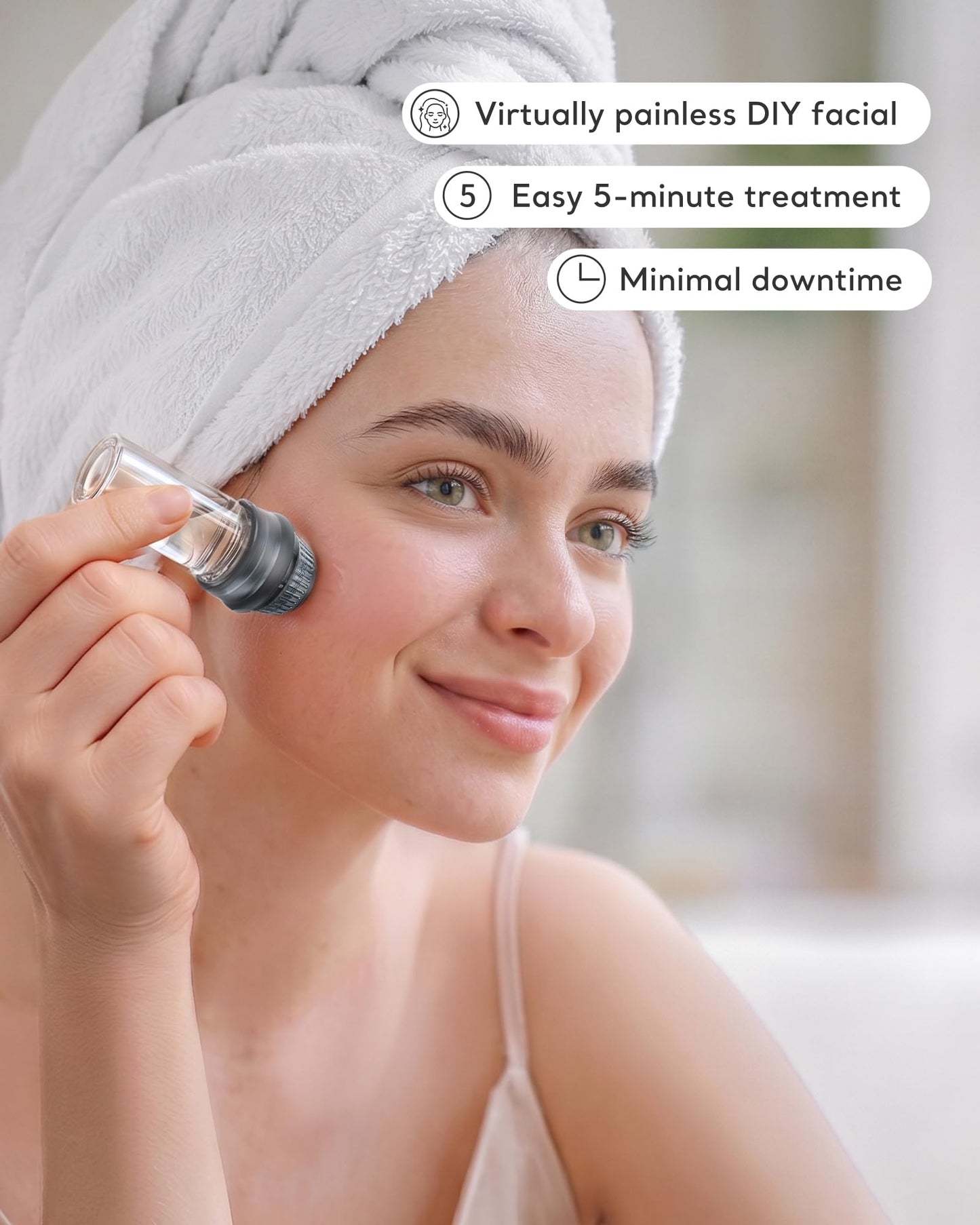 Micro Infusion Needles System Serum Applicator, 0.25mm Titanium Microneedling Derma Stamp with 2 Replacement Heads for Women and Men (Serum is Not Included)
