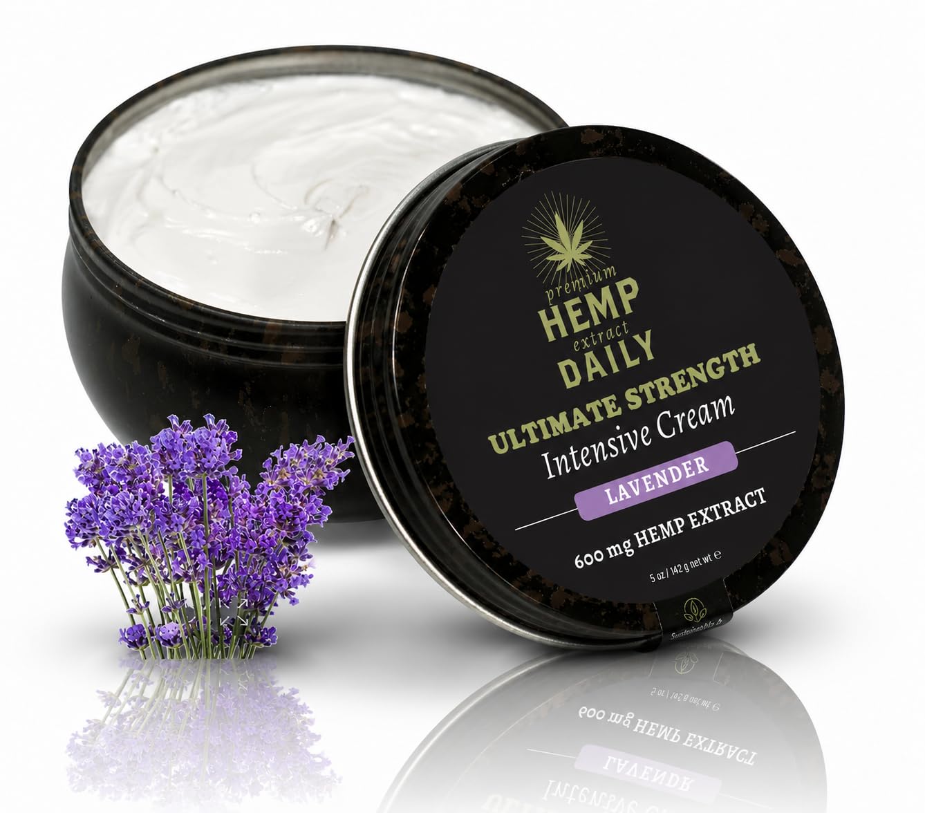 Earthly Body Premium Hemp Extract Daily Ultimate Cream - Menthol, Argan, Jojoba, Rosehips - Lightweight, Fast-Absorbing Moisturizing Topical Lotion with Essential Oils - Lavender, Single 5oz