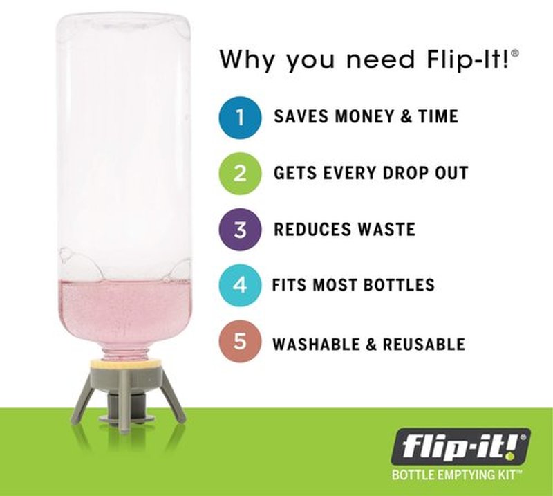 Flip-It! 6-Pack Bottle Emptying Kit – Gadget Gifts & Unique Xmas Gift – No More Wasted Product – Fits Most Plastic Bottles – Stocking Stuffer Gift Idea – 6 Base Caps, 6 Adapters – Pastel Color Edition