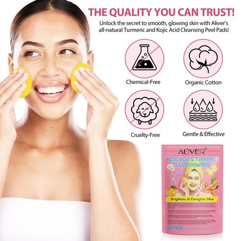 Turmeric Cleansing Pads for Dark Spots,Turmeric Face Scrub Pads,Turmeric Cleansing Pads,Turmeric Exfoliation Cleansing Pads,Turmeric Pads for Face Dark Spots(120 PCS)