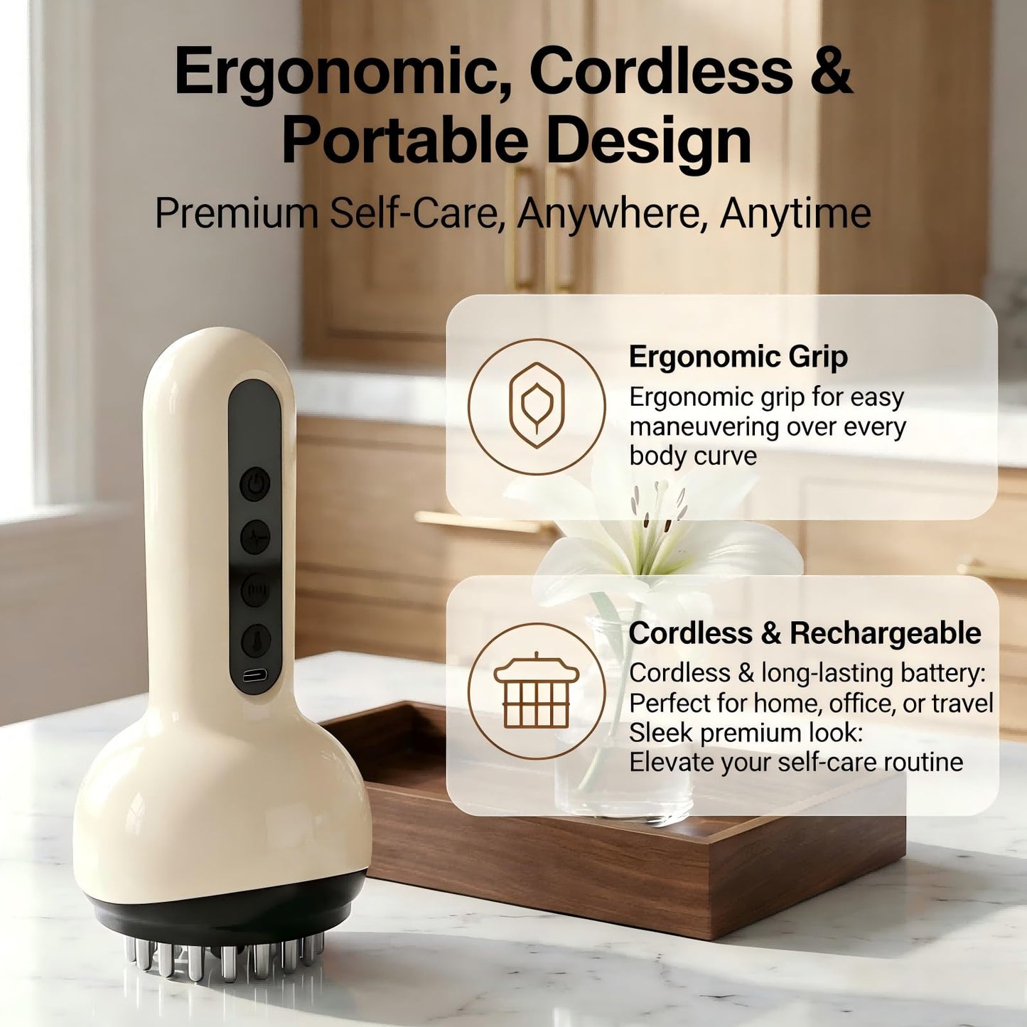 ShuSinki Lymphatic Drainage Massager & Anti Cellulite Massage Tool, Helps Reduce Stretch Marks & Cellulite, for Legs, Arms & Belly, Body Sculpting Machine with Microcurrent, Light, Heat & Vibration