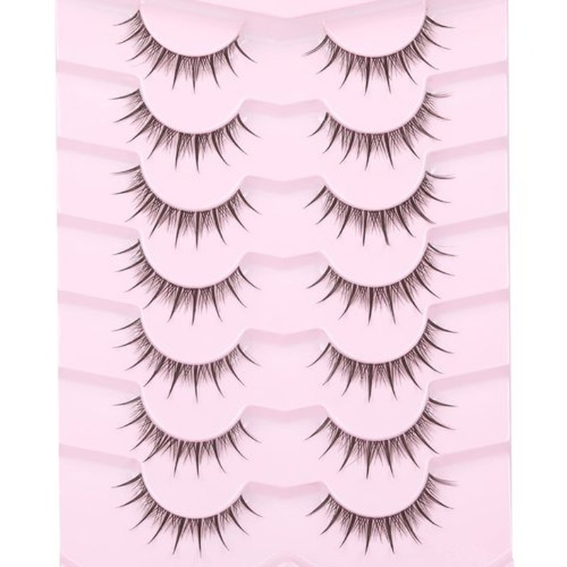 Manga Lashes Anime False Eyelashes Wispy Natural Lashes Manhua Individual Clusters Extensions with Clear Band Japanese Korean Makeup 7 Pairs Fake Eyelashes Pack by EYDEVRO