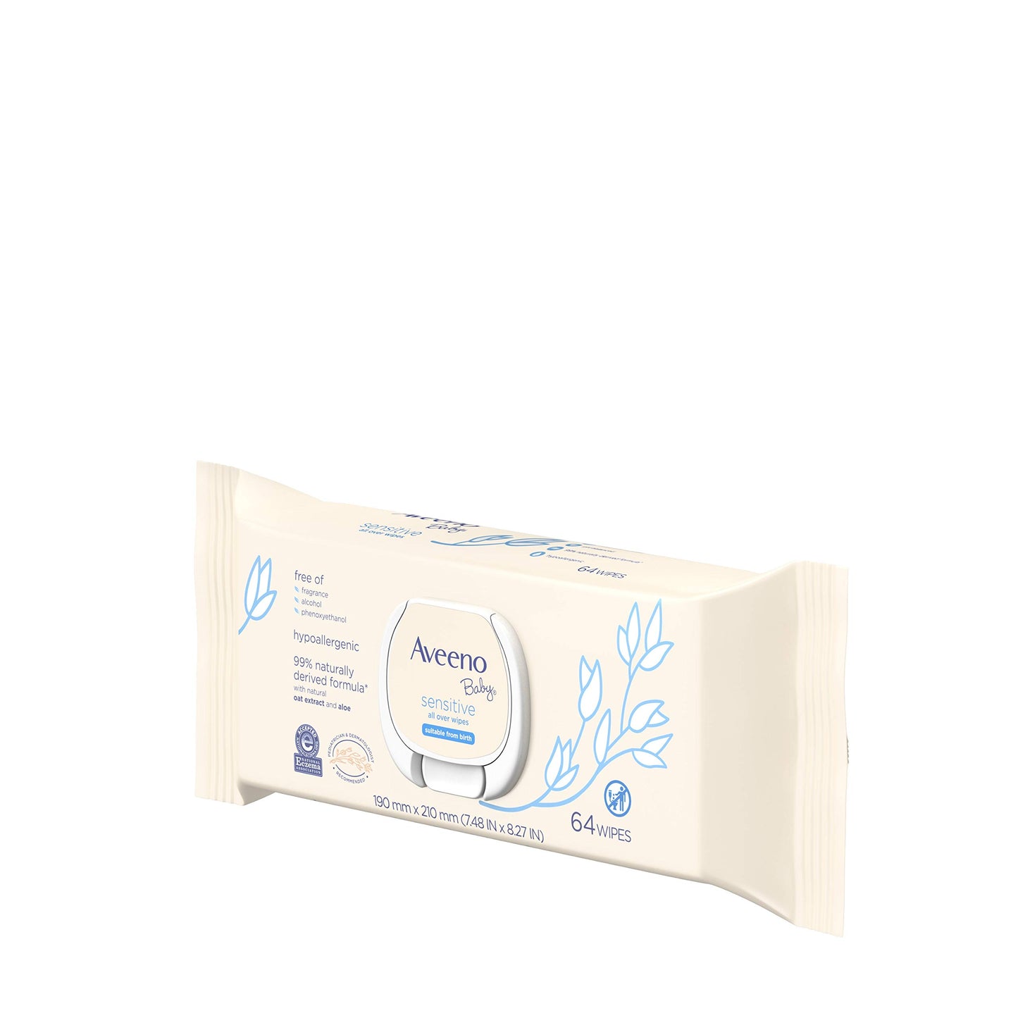AVEENO Baby Sensitive All Over Wipes, Paraben- & Fragrance-Free, 64 ea (Pack of 2)