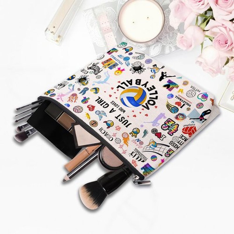 CEASQVAA Volleyball Gifts Makeup Cosmetic Bag for Women, Volleyball Stuff Accessories for Volleyball Players Teams, Volleyball Travel Bag Pouch Purse for Men Women
