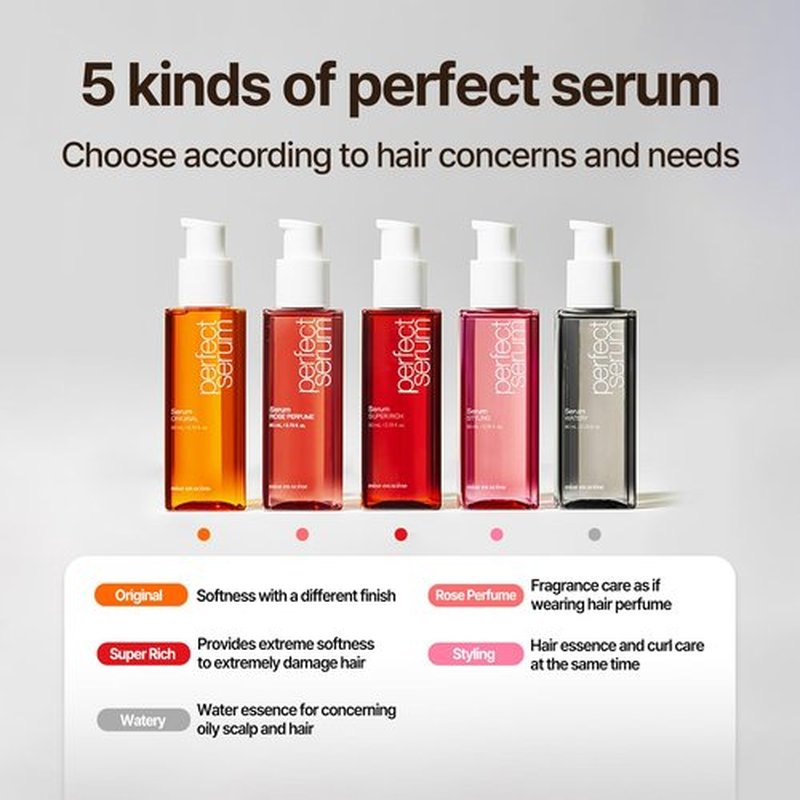Mise En Scene Perfect Watery Serum for Hair Moisturizing - Korean Hair Argan Oils, Hair Essence for Hydrating with Citrus Scent, Derma Test Completed, 2.70 fl. Oz