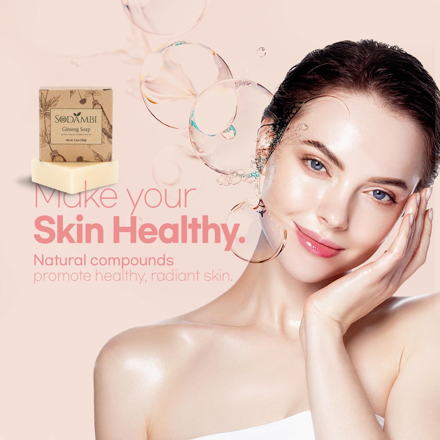 sodambi Ginseng Soap Bar – Handmade with Ginseng, Shea Butter & Avocado Oil – Hydrating & Soothing Cleanser for Face & Body – 3.5 oz